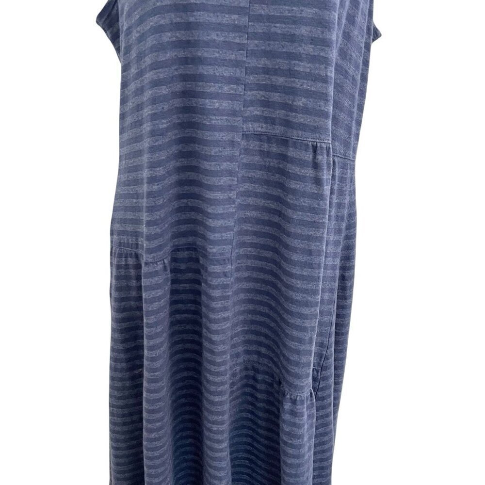 Cut Loose Linen Blend Stripe Sleeveless Dress Lagenlook Blue size Medium - Picture 3 of 8